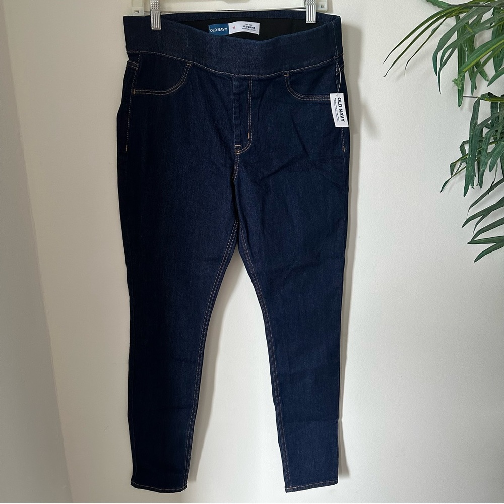 Old Navy women’s Mid-rise dark wash stretchy jean leggings jeggings size 12
